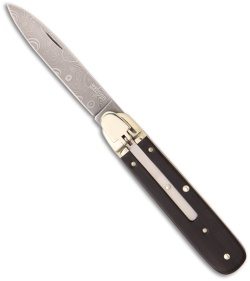 Boker Automatic Classic Damascus 713 Leverlock Knife w/ Grenadill Wood