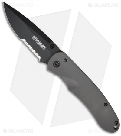 Bradley Cutlery Alias I Titanium Tactical Knife (3.5" Black Serr) 17600SBT