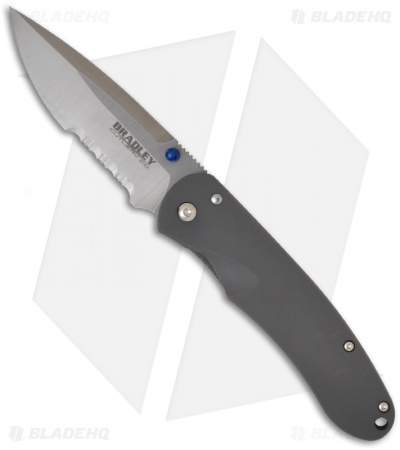Bradley Cutlery Alias I Titanium Folding Knife (3.5" Stonewash Serr) 17600S