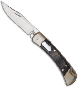 Buck 110 Nickel & Ashwood Dual Action Automatic Knife (Silver Button)