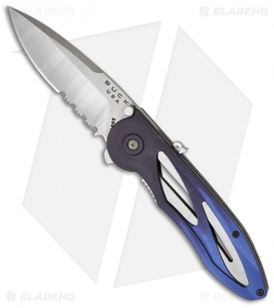 Buck Blue-Black Tempest Spring Assist Knife (Satin SER)
