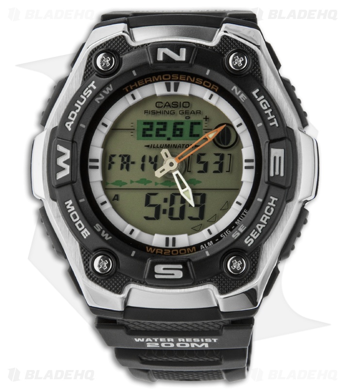 how to set analog time on casio fishing gear watch