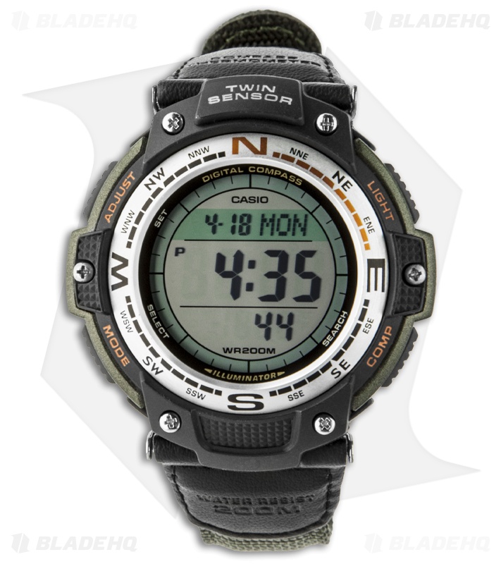 casio men's twin sensor compass watch black