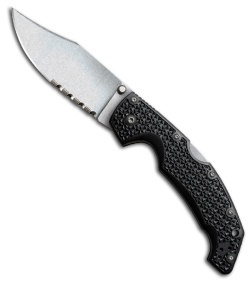 Cold Steel Voyager Large Clip Point Folding Knife (4" Stonewash Serr) 29TLCH