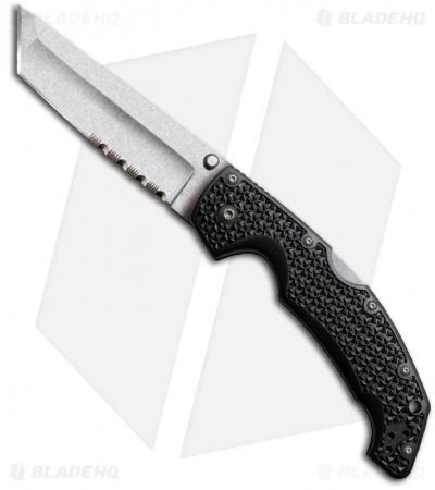 Cold Steel Voyager Large Tanto Point Folding Knife (4" Stonewash Serr) 29TLTH