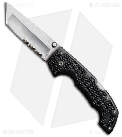 Cold Steel Voyager Medium Tanto Folding Knife (3" Stonewash Serr) 29TMTH