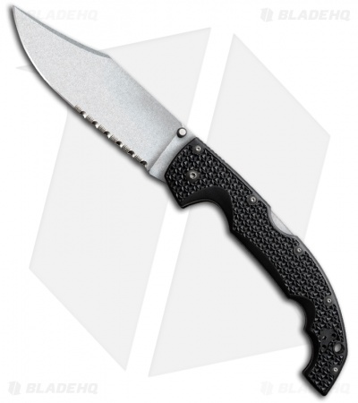 Cold Steel Voyager X Large Clip Point Folding Knife (5.5" Stonewash Serr) 29TXCH