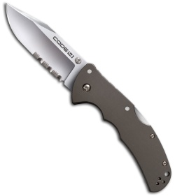 Cold Steel Code-4 Clip Point Knife Folder (3.5" Satin Serr) 58TPCH