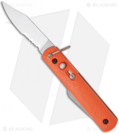 Colonial Knife Company M-724 Orange Auto Rescue Knife w/Bail Loop (3" Serr)