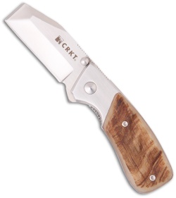 CRKT Graham Stubby Razel Folding Knife w/Ram Horn Handle (2" Satin Plain) 4020RH