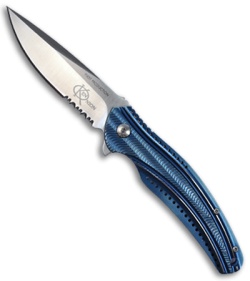 CRKT Ken Onion Ripple Blue Folding Knife (3.125" Satin Serr) K405BXS