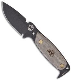 DPx H.E.S.T. Original Fixed Blade Knife w/ Micarta Handle (3.125" Black Plain)