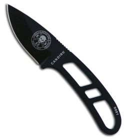 ESEE Candiru Black Fixed Blade Neck Knife (2" Black Plain)