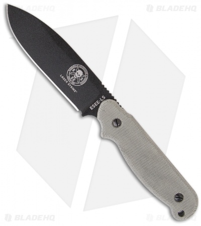 ESEE Laser Strike Knife Fixed Survival Blade w/ Fire Starter (5" Black) LS-P