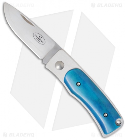 Fallkniven U1 Ocean Blue Bone Pocket Knife w/ Sheath (2.44" Satin Plain)