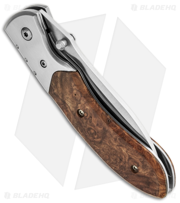 Fox Knives Black Fox BF76 Burl Wood Pocket Knife (3.375" Satin Plain