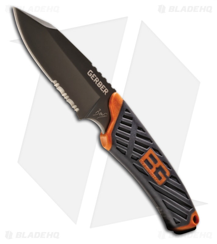Gerber Bear Grylls Compact Fixed Blade Knife (3.4" Black Serr) 31001066 Blade HQ