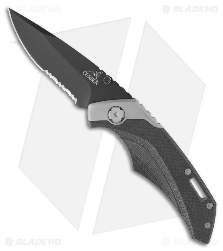 Gerber Contrast Frame Lock Knife G10/Steel (3" Black Serr) 0259 Blade HQ