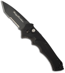 Harley Davidson Nonconformist Tanto Automatic Knife (3.4" Black Serr) 13801SBK