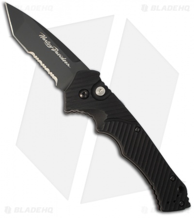 Harley Davidson Nonconformist Tanto Automatic Knife (3.4" Black Serr) 13801SBK