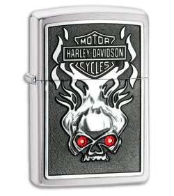 Zippo Lighter Harley Davidson Skull w/ Red Crystal 28267