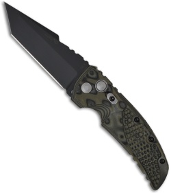 Hogue Knives EX01 Automatic Knife Tanto Green G10 (3.5" Black Plain)