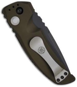 Hogue Knives EX01 Automatic Knife Drop Point Green Aluminum (3.5" Black Plain)