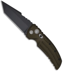 Hogue Knives EX01 Automatic Knife Tanto OD Green Aluminum (3.5" Black Plain)