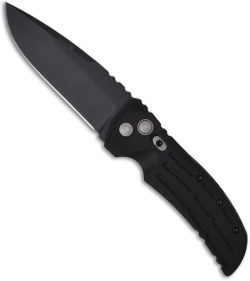 Hogue Knives EX01 Automatic Knife Drop Point Black Aluminum (4" Black Plain)