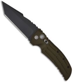 Hogue Knives EX01 Automatic Knife Tanto OD Green Aluminum (4" Black Plain)