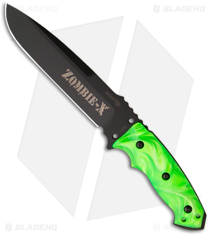 Hogue ZombieX Large Fixed Blade Knife Green Polymer (7" Black Plain