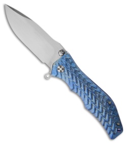Darrel Ralph Gun Hammer Bowie Spring Assisted Knife Blue Titanium (4" Plain)