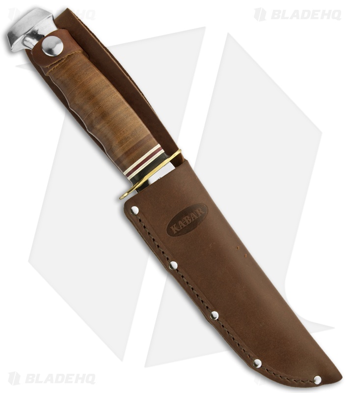 KaBar Bowie Marine Hunter Fixed Blade Knife Leather (6" Polish) 1235