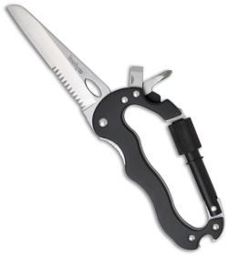Kershaw Black Carabiner Tool Folding Knife (3.25" Satin Serr) 1004NB