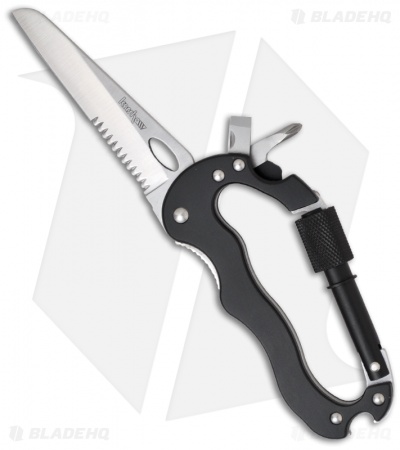Kershaw Black Carabiner Tool Folding Knife (3.25" Satin Serr) 1004NB