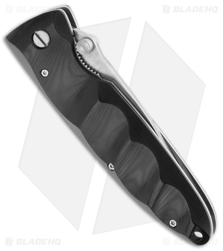 Mcusta Basic Liner Lock Knife Black Micarta 3 25 Damascus MC 22D 