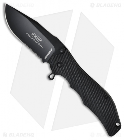 Meyerco Maxx-Q Knife Tactical Spring Assisted Opener (3.375" Black Serr)