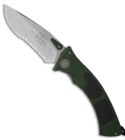 Rare Microtech Amphibian Green Manual Knife (3.4" Stonewash Serr) 11/2001