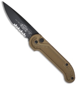 Microtech LUDT Tan Tactical Automatic Knife (3.4" Black Serr) 135-2TA