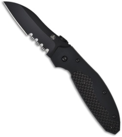 Nemesis Manx Folding Pocket Knife (3" Black Serr) NK-15BS