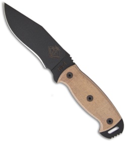 Ontario Night Stalker 4 Knife w/ Tan Micarta Handle (5.5" Black Plain) NS-4