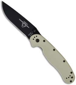 Ontario RAT Model 1 Knife Folder Desert Tan Handle (3.625" Black Plain) 8846DT