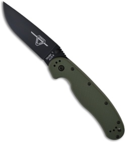 Ontario RAT Model 1 Knife Folder OD Green Handle (3.625" Black Plain) 8846OD