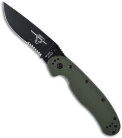 Ontario RAT Model 1 Knife Folder OD Green Handle (3.625" Black Serr) 8847OD