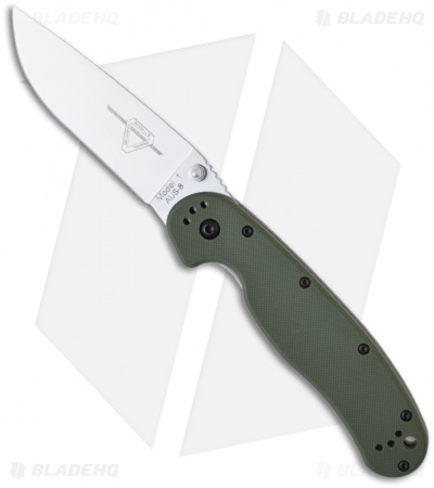 Ontario RAT Model 1 Knife Folder OD Green Handle (3.625" Satin Plain) 8848OD