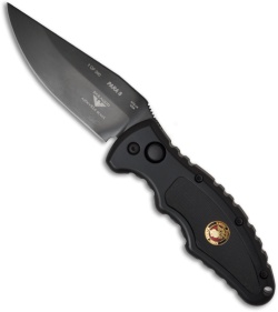 Asheville Steel Paragon PARA-8 Semper Fi Automatic Knife w/ USMC (3.5" Black)