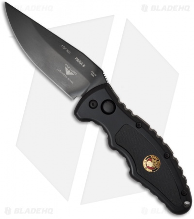 Asheville Steel Paragon PARA-8 Semper Fi Automatic Knife w/ USMC (3.5" Black)