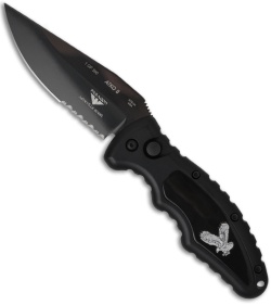 Asheville Steel Paragon Custom Buffalo-Pearl ATKO 8 Automatic Knife (3.5" Serr)