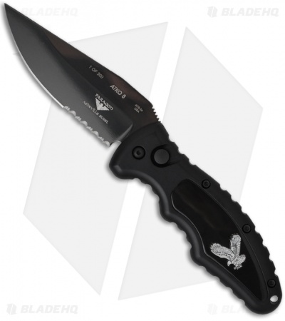 Asheville Steel Paragon Custom Buffalo-Pearl ATKO 8 Automatic Knife (3.5" Serr)