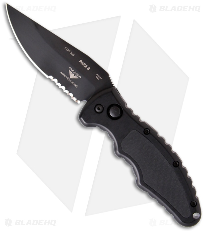 Asheville Steel Paragon Knives PARA8X Automatic Knife (3.5" Black Serr